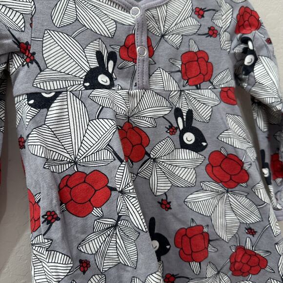 Paapii Grey Bunnies & Red Floral Long Sleeve Dress - Picture 3 of 7
